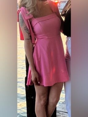 miami Pink Tie-Shoulder Mini Dress